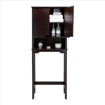 Espresso Wood Adjustable Over-the-Toilet Storage Cabinet