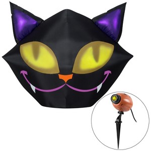 Gemmy Projection Airblown Inflatable Setiling Cat w/1 EyeScreams Projection included (Yellow) , 4 ft Tall - 1 of 3