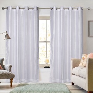 Ruthy's Textile Faux Silk Grommet Top Luxury Curtains Panel Pair 54" x 84" Each - 1 of 4