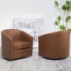 KINWELL 29" Wide Tufted PU Leather Swivel Barrel Chair (Set of 2) - 3 of 4