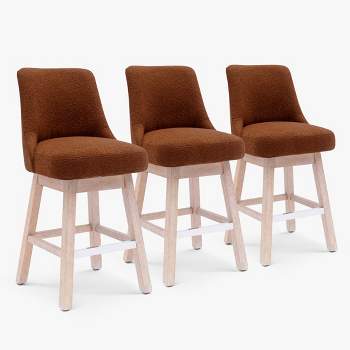 WestinTrends 26" Upholstered Swivel Counter Height Bar Stools (Set of 3)