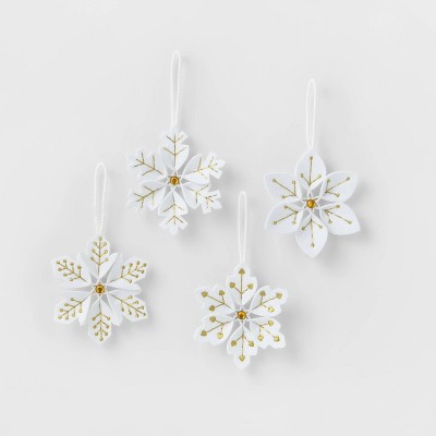 4pk Snowflake Christmas Tree Ornaments - Wondershop™
