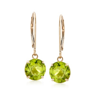 Ross-Simons 3.90 ct. t.w. Peridot Drop Earrings in 14kt Yellow Gold