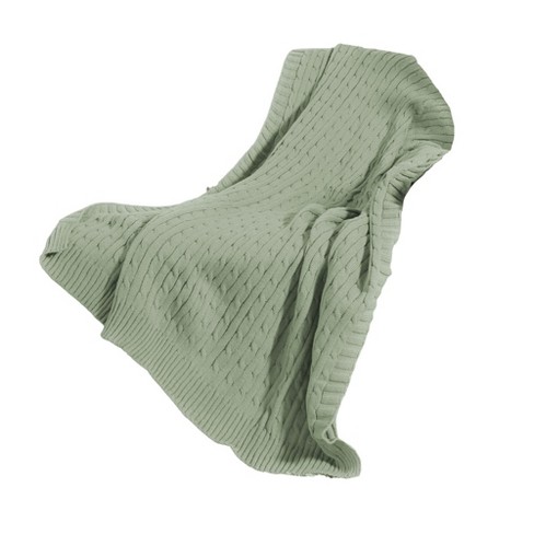 Knit Design Soft Lightweight Throw Blanket Sage Color 50 X 60