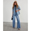 BLUEMING Women's Wide Leg Jeans High Waisted Strechy Raw Hem Denim Pants - 3 of 4