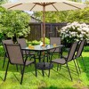 Tangkula 7PCS Patio Dining Furniture Set w/ 6 Stackable Armchairs & Umbrella Hole - 4 of 4