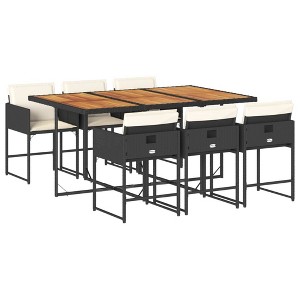 vidaXL Garden Dining Set Black, Cream White, Brown - 1 of 4