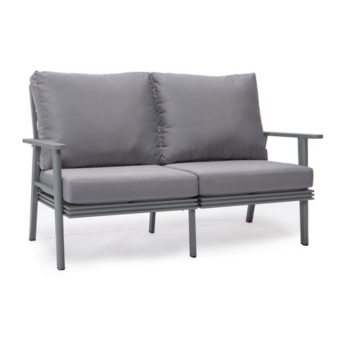 Leisuremod Walbrooke Modern Polyester Loveseat with Grey Aluminum Frame and Removable Cushions - image 1 of 4