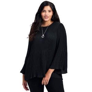 Avenue Women's Plus Size Jay Pleat Blouse - 1 of 4