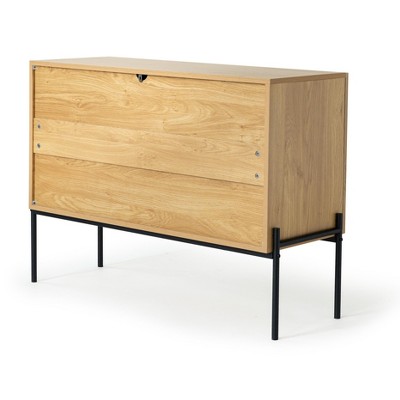 NicBex 2 Doors Sideboard Cabinet Farmhouse Kitchen Buffet Cabinet with Metal Legs for Kitchen,Living Room,Natural