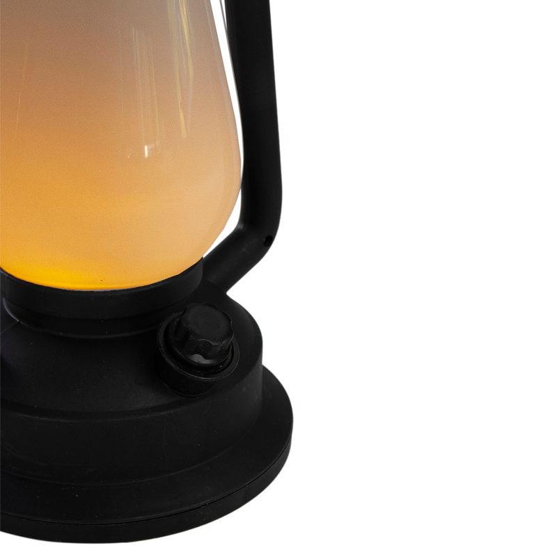 Northlight 12" Black Battery Operated Faux Flame LED Hurricane Lantern, 4 of 6