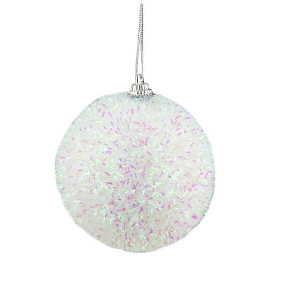 Northlight 7ct Iridescent Bristled Christmas Ball Ornament Set 3" - White/Green