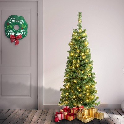 National Tree Company 4.5' PreLit Linden Spruce Artificial Christmas Tree with 150 Warm White LED 350 Tips