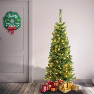 National Tree Company 4.5' PreLit Linden Spruce Artificial Christmas Tree with 150 Warm White LED 350 Tips - 1 of 3