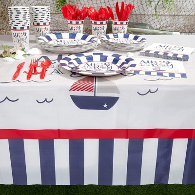Nautical Blue and Red Baby Shower Party Set for Boys