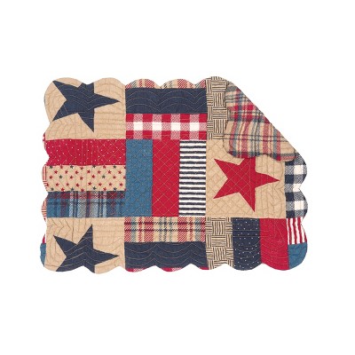 C&F Home Bennington Patriotic Cotton Quilted Rectangular Reversible Placemat Set of 6