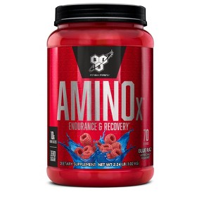 BSN Amino X Post Workout Muscle Recovery & Endurance Powder with 10 Grams of Amino Acids Per Serving, Flavor: Blue Raz, 70 Servings - 1 of 4