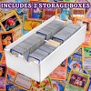 Playthos 2-Row Baseball Trading Card Storage Boxes 2pk; Deluxe Sports and CCG Cardboard Boxes for Toploaders, Max 1600 Card Capacity Each Box - 2 of 4