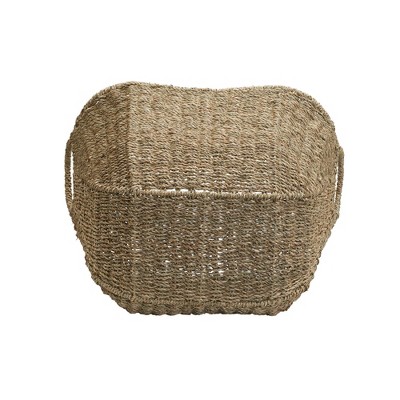 Natural Brown Seagrass Oval Woven Storage Basket
