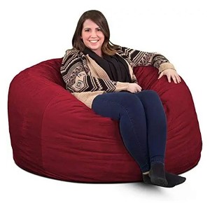 Ultimate Sack 4ft Bean Bag Chair, Oversized Comfortable Indoor Floor Lounger, Giant Foam-Filled Furniture for Relaxing, Burgundy Suede - 1 of 4