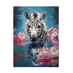 Trademark Fine Art - Momart Zebra In The Water Canvas Art - 1 of 4