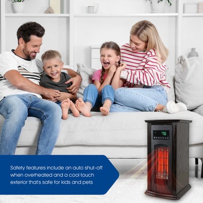 LifeSmart Black Infrared Quartz Electric Tower Space Heater
