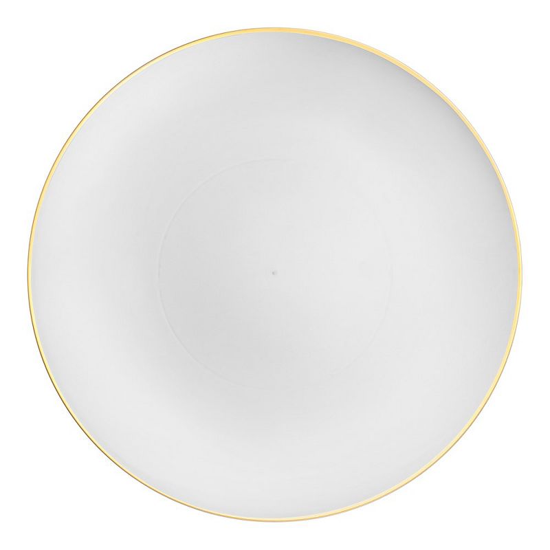 Smarty Had A Party 10.25" White with Gold Rim Organic Round Disposable Plastic Dinner Plates (120 Plates), 1 of 7