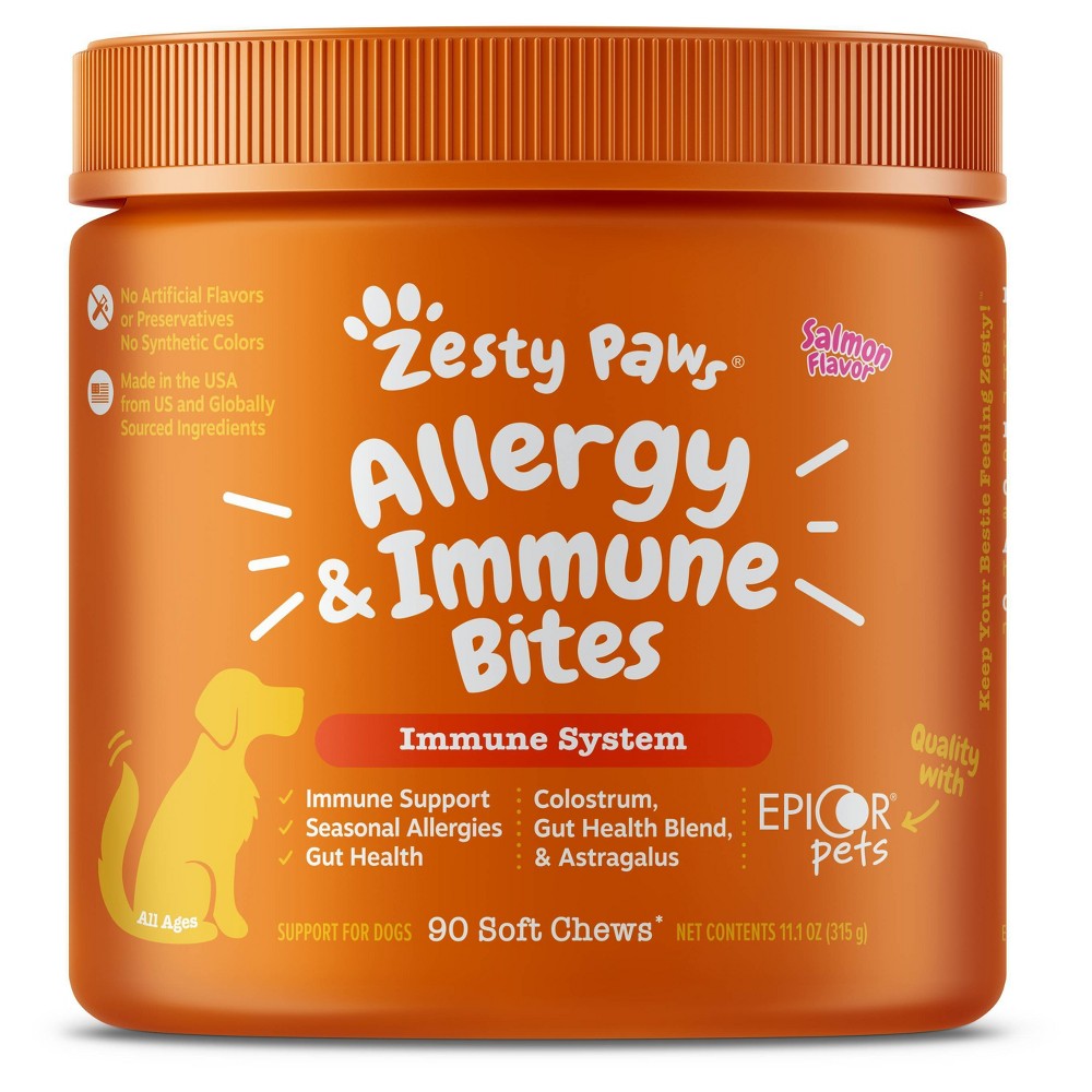 Photos - Dog Medicines & Vitamins Zesty Paws Allergy Immune Soft Chews for Dogs - Salmon Flavor - 90ct 