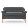 GDFStudio Halima Mid-Century Modern Tufted Loveseat with Rolled Arms and Splayed Rubberwood Legs - 2 of 4