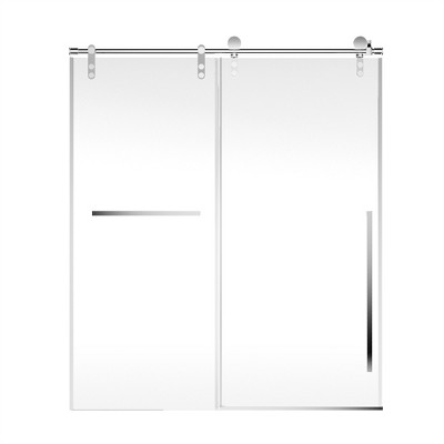 COWLOWN Frameless Sliding Shower Door, Adjustable Shower Screen with Tempered Glass