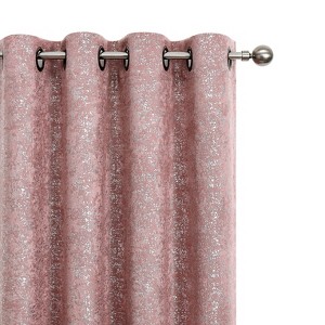 Kate Aurora 2 Pack Glam Metallic Sparkle Thermal Light Filtering Grommet Top Curtains - 1 of 4