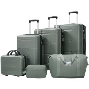 TBC M LUXE 6点セット 6-Piece ABS Luggage Set, Lightweight Hardshell Suitcases with