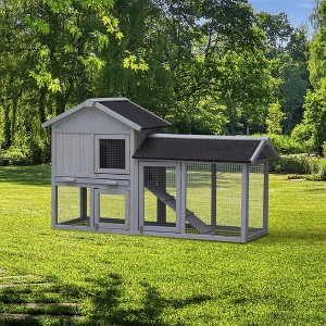 Outdoor Cage With Deeper Pull-out Tray Rainproof Asphalt Roof Chicken Nesting Box For Rabbit Guinea Pig Chicken Duck - 1 of 4