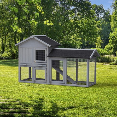 Outdoor Cage With Deeper Pull-out Tray Rainproof Asphalt Roof Chicken Nesting Box For Rabbit Guinea Pig Chicken Duck - image 1 of 4