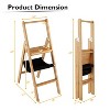 Cesicia Brown Bamboo 3-Step Foldable Ladder with Tool Storage Bag - 2 of 4
