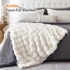 Aoibox Faux Fur Throw Blanket for Couch - Cream White Fluffy Cozy Rabbit Fleece, Plush Soft Bubble Blanket for Sofa & Bed, Warm Fuzzy Home Decor - 2 of 4