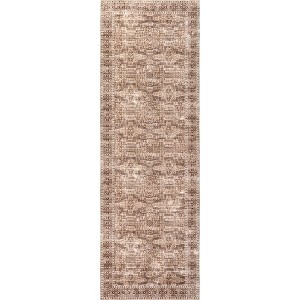 Nuloom Jett Floral Border Spill Proof Treated Pet Friendly Premium Machine Washable Area Rug - 1 of 4