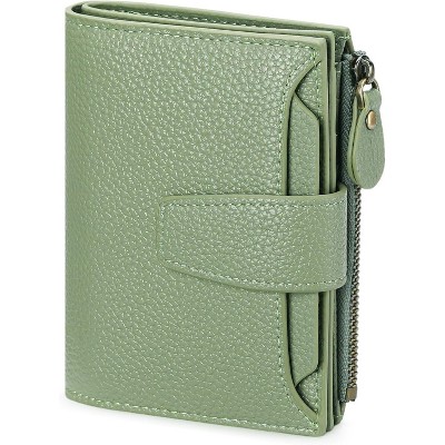 BEAFUP Women's Genuine Leather Wallet,Compact Size Wallet, RFID Blocking,with 14 Slots and 2 Zippered Pockets & Zipper Coin Pouch