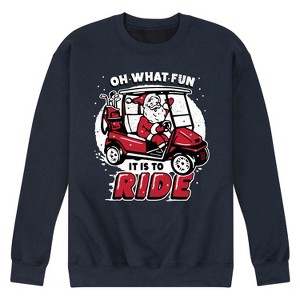 Men's - Instant Message - Oh What Fun Santa Golf Cart Christmas Graphic Fleece Sweatshirt - 1 of 4
