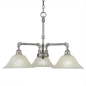 Toltec Lighting Vintage 3 - Light Chandelier in  Aged Silver with 10" Amber Marble  Shade - 1 of 1