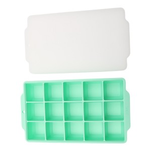 Unique Bargains 15-Cavity Square Ice Tray with Clear Lid Hand Wash Only Silicone 7.68"x4.33"x1.38" 1 Pc - 1 of 3