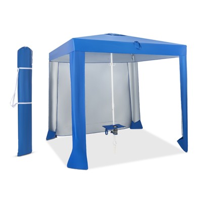 Tangkula Beach Canopy Tent Beach Cabana with Detachable Sidewall 5 Sandbags Carrying Bag UPF 50+ Protection Outdoor Beach Umbrella Shelter for Beach