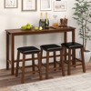 Tangkula 4-Piece Bar Table Set w/ Power Outlet Counter-Height Table & 3 Bar Stools - 3 of 4