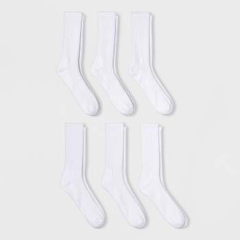 Men's Big & Tall Crew Athletic Socks 6pk - Goodfellow & Co™ White 13-15