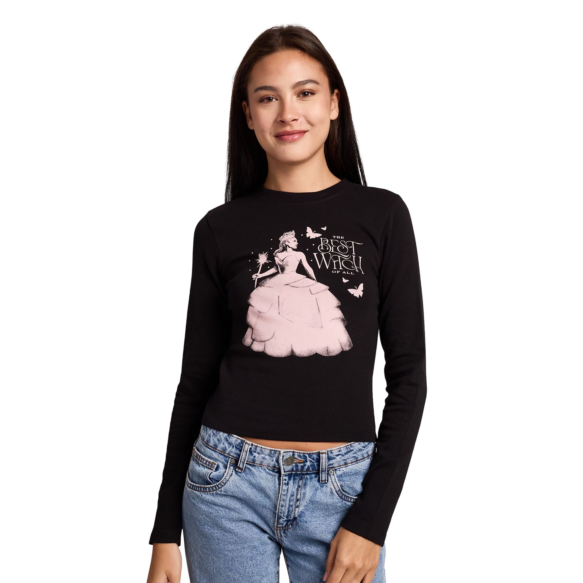 Wicked Glinda  Glinda Best Witch Women's Black Long Sleeve Baby Tee