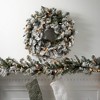 25"H Sullivans Artificial Lit Flocked Pine Christmas Wreath, Green-White, Indoor Christmas Decor - 3 of 4