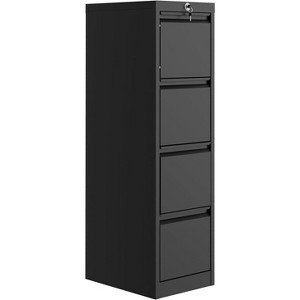 4-Drawer File Cabinet with Lock, Metal Filing Cabinet for Letter/Legal/A4/F4 Documents, Vertical Storage for Home Office, Black - 1 of 4