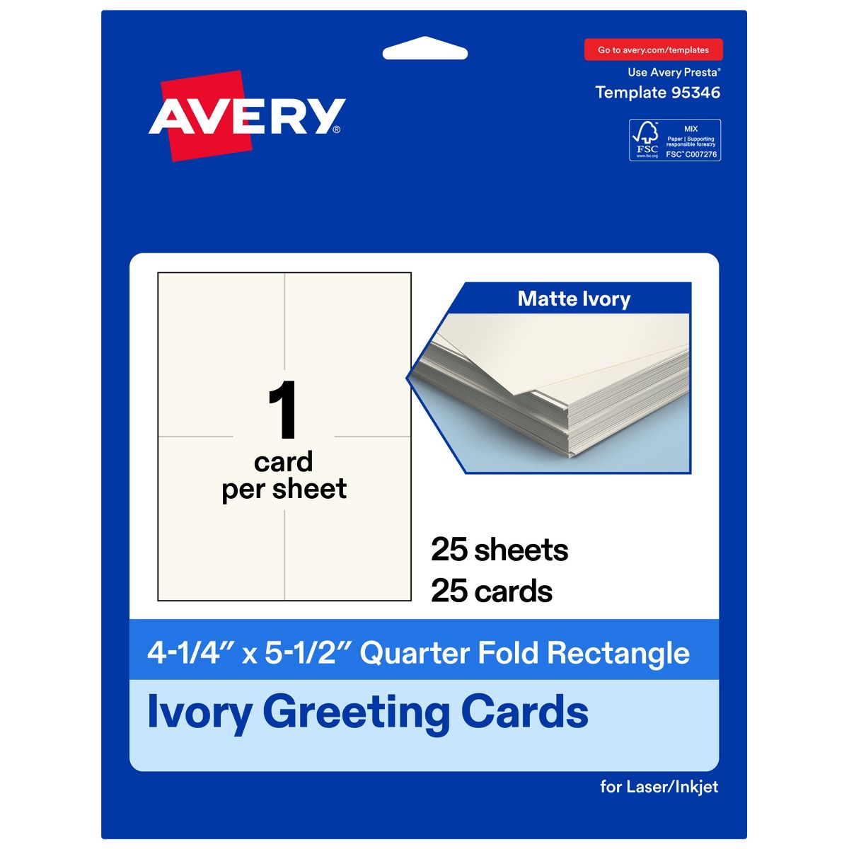Avery Matte Ivory Greeting Cards, 4-1/4" x 5-1/2" Rectangle Quarter Fold - thumbnail 10