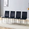 FURNIinspire Dining Chairs Set of 4 PU dining chairs, Silver Metal Legs versatile dining chairs for Dining room, Black, 16"*19"*35" - 2 of 4