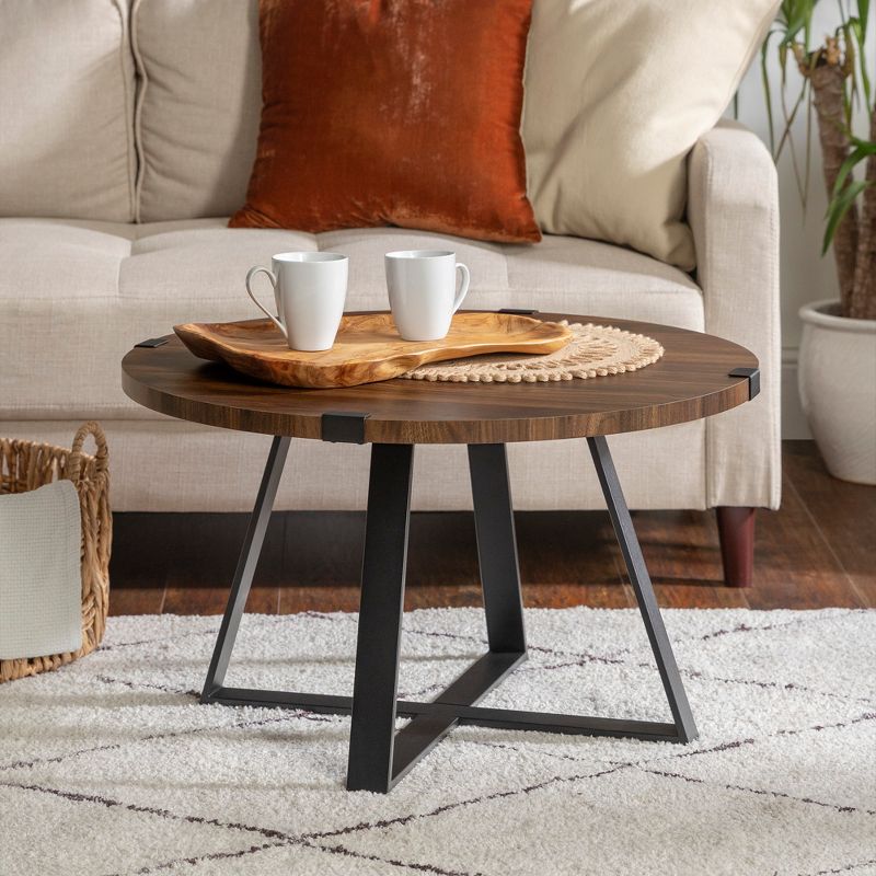 Wrightson Urban Industrial Faux Wrap Leg Round Coffee Table - Saracina Home, 5 of 20